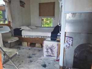 Postel nebo postele na pokoji v ubytování Dzintarkrasts
