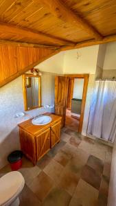 a bathroom with a sink and a toilet at Complejo Don Cirilo in Villa Pehuenia +100 photos