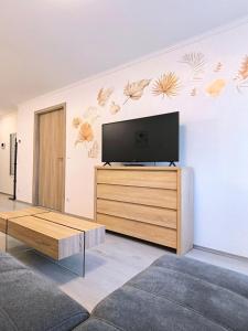 Un televizor și/sau centru de divertisment la Lótusz Rezidencia Hévíz