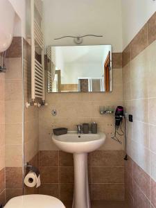 a bathroom with a sink and a mirror at Villa Claudia - Appartamento B in Corazzello