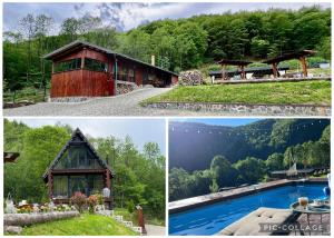 a collage of pictures of a house and a resort at ACASĂ la Lisa in Lissa +77 photos