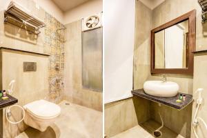 アルワルにあるHotel O Alwarのバスルーム(トイレ、洗面台付)の写真2枚
