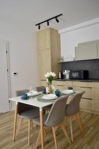 Kuchyň nebo kuchyňský kout v ubytování Barkowska Apart 25 Apartament Blisko Centrum i Beskidów Taras Parking Wi-Fi