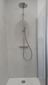 una doccia con soffione in un bagno di Ferienwohnung Zur Hofreite Fewo 5 a Mörlenbach Altre 55 foto