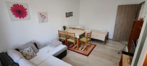 a living room with a couch and a table and chairs at Apartments Dusica Tekija - Djerdap National Park in Tekija