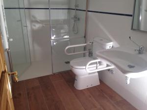 ein Badezimmer mit Toilette, Dusche und Waschbecken in der Unterkunft La Busta in Villaviciosa + 26 Fotos