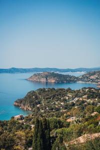 an aerial view of a large body of water at Hôtel La Villa Douce in Rayol-Canadel-sur-Mer