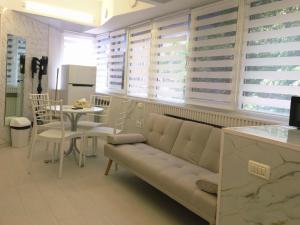 un salon avec un canapé et une table dans l'établissement Iancu Jianu Premium Stay Apartment, à Bucarest