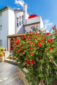 a house with red flowers in front of it at Apartments Borghese in Pula