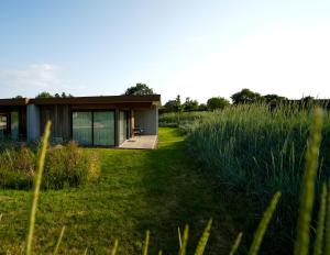 uma casa no meio de um campo relvado em Garden Suites with private hot tub em Burgh Haamstede