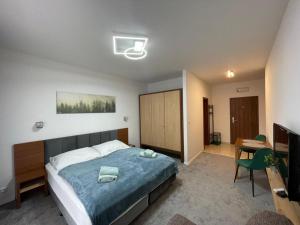 Ένα ή περισσότερα κρεβάτια σε δωμάτιο στο JOINTATRY SK - one and two bedroom apartments