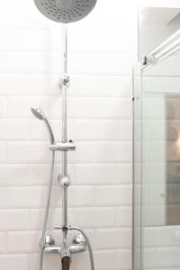 prysznic w łazience z głowicą prysznicową w obiekcie Alohamundi Ardilla w Sewilli