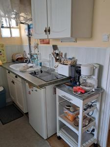 a kitchen with a sink and a counter top at Le Marquenterre in Quend-Plage +2 photos