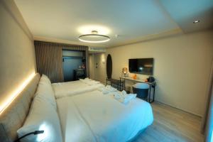 TV a/nebo společenská místnost v ubytování ASTE hotel