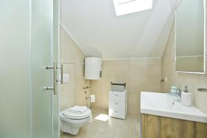 un bagno con un water e un lavandino di Apartments and Rooms Zvjezdana a Hvar Altre 66 foto