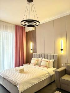 Ένα ή περισσότερα κρεβάτια σε δωμάτιο στο A luxury apartment with a view