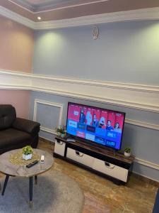 林贝PM Studios Appart的配有大屏幕平板电视的客厅