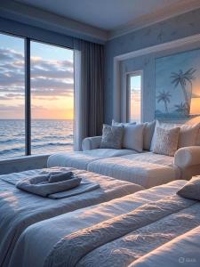 Postel nebo postele na pokoji v ubytování جولف مارينا