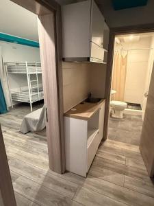 cocina con lavabo y aseo en una habitación en SOVA smart HOUSE, en Bar