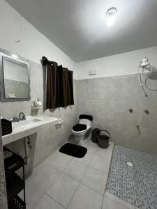 ein Badezimmer mit Toilette, Waschbecken und Dusche in der Unterkunft ESTUDIO VACACIONAL in Cozumel