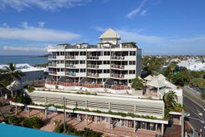 an aerial view of a large white building at Point View at The Sandcastles Resort Mooloolaba in Mooloolaba