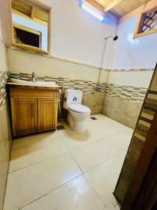 Luxury Timber Resorts and Hotels Cottages in Upper Neelum, Keran, AJK في Chak: حمام مع مرحاض ومغسلة