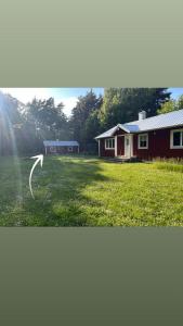 a house and a yard with a grass field at Nyrenoverad stuga på Mellersta Öland in Borgholm