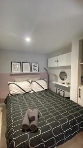 En eller flere senge i et værelse på Modern Flat in Central Edinburgh + 2 billeder