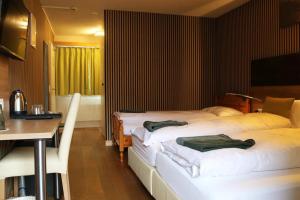 Letto o letti in una camera di Hotel Lakeview bei Interlaken