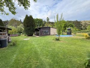 OderbergにあるFerienhaus Garten und Pool Ferienwohnung und Gästehausの草の中の庭