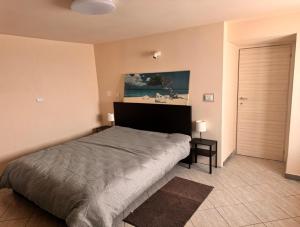 a bedroom with a bed and a painting on the wall at B&B La Collina in Casina