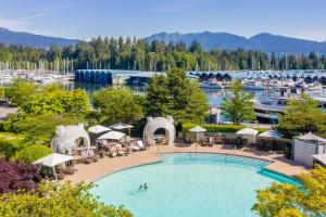 an overhead view of a pool at a marina at The Westin Bayshore, Vancouver in Vancouver