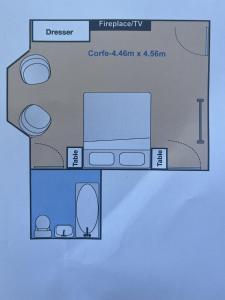 a floor plan of a room with a computer at Hotel 50 in Bournemouth