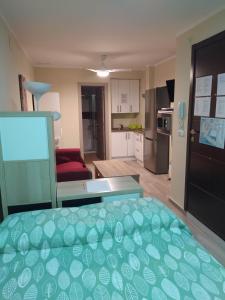 a living room and kitchen with a large bed in a room at La Merced B in Cádiz