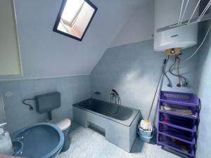 a small bathroom with a sink and a toilet at Hutter Vendégház in Szántód +46 photos