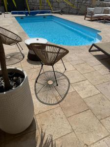 Bazén v ubytování Bas de Villa à 15 min de Nice avec piscine nebo v jeho okolí