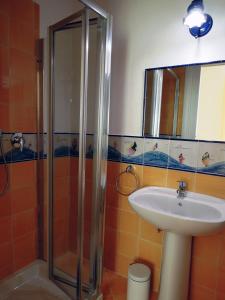 ein Bad mit einem Waschbecken und einer Dusche in der Unterkunft Sole e Mare in Salerno