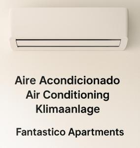 a sign that reads air accotinated air conditioning at Fantastico 1 - Grossem Balkon - Gratis Parkplatz - Klimaanlage - Zentrumsnähe und Meernähe in Puerto de la Cruz +20 photos