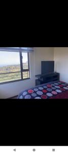 a bedroom with a bed with a large window at Bellavista in Viña del Mar