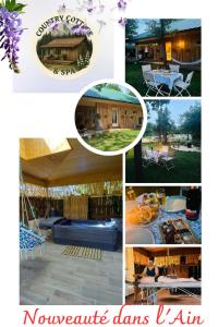 un collage de photos d'une maison et d'une cour dans l'établissement Country Cottage & Spa, à Labalme