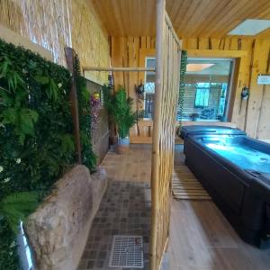 une grande pièce avec un jacuzzi dans une maison dans l'établissement Country Cottage & Spa, à Labalme