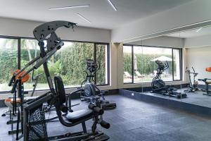 un gimnasio con dos máquinas de correr y un espejo en 2076 - Mixie 202, en Santa Cruz Huatulco
