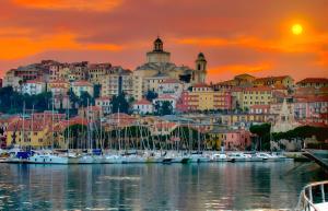 a view of a city with boats in the water at Villa Franca Nature Holidays in Rezzo