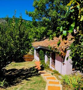 a small white house in the middle of a yard at La Casa de Cadia 2 in El Real de San Vicente