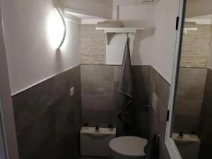 a small bathroom with a toilet and a sink at Cozy studio Monterosso al Mare 22 m² with air conditioning in Monterosso al Mare +7 photos