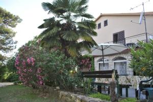 a palm tree in front of a house with flowers at Summer Dream in Rovinj