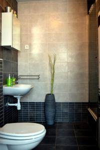 a bathroom with a toilet and a sink at Rijeka - Charming apartment with Sea View and Private Parking in Rijeka