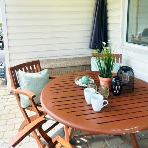 Facilități de preparat ceai și cafea la FF1007 Skønt sommerhus i Hejlsminde med udsigt over vandet og spa