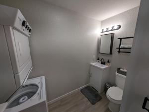 a small bathroom with a toilet and a sink at Reedsong Cottage in Hillsdale +17 photos