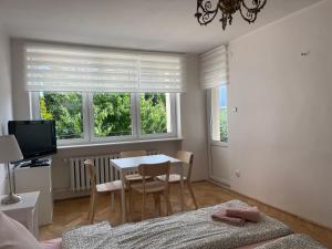 Televízia a/alebo spoločenská miestnosť v ubytovaní Apartamenty Przy Plaży Gdynia Orłowo